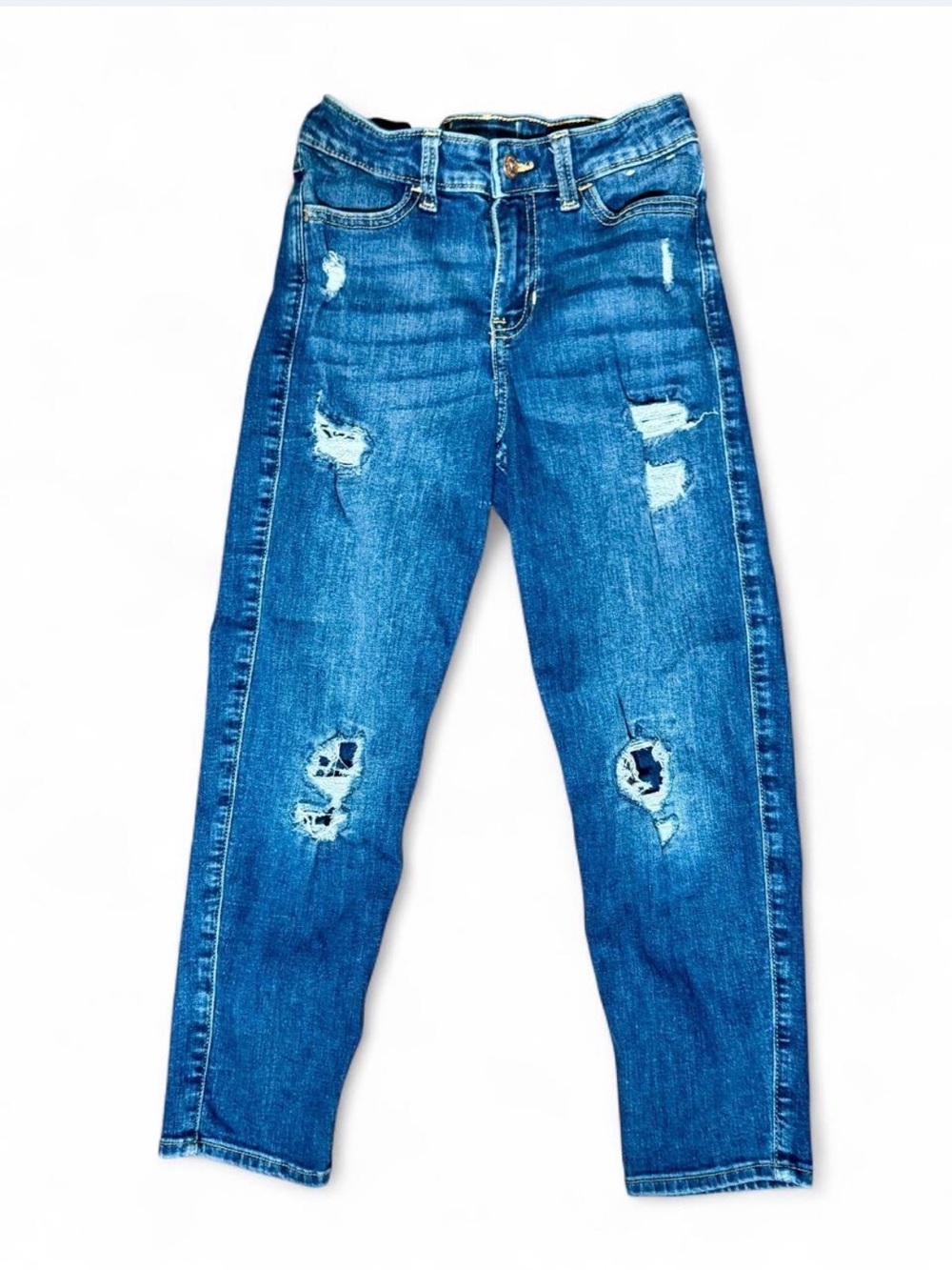 Abercrombie & Fitch Girl's Distressed Blue Skinny Jeans